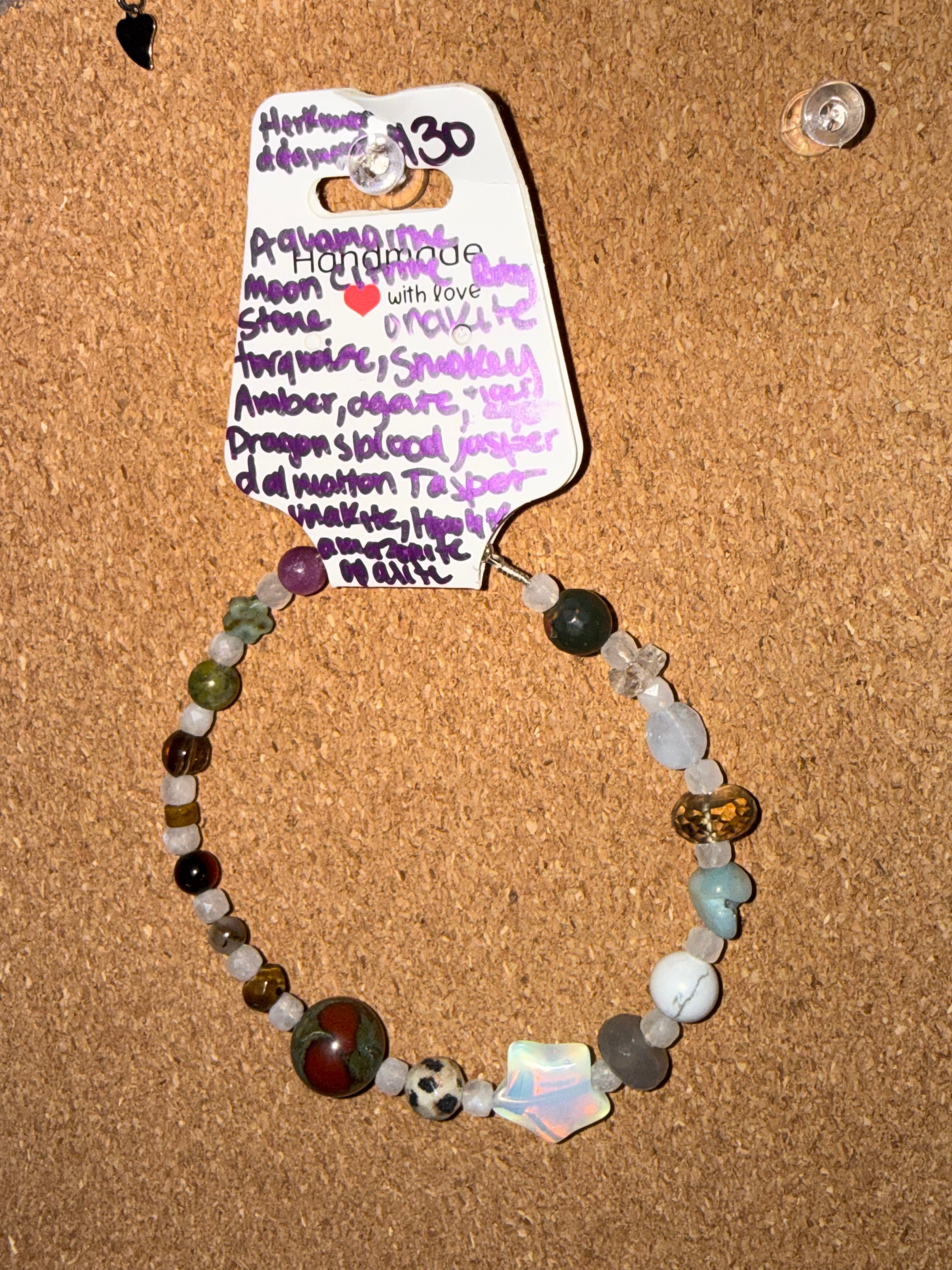 Assorted handmade, intuitively, chosen bracelets