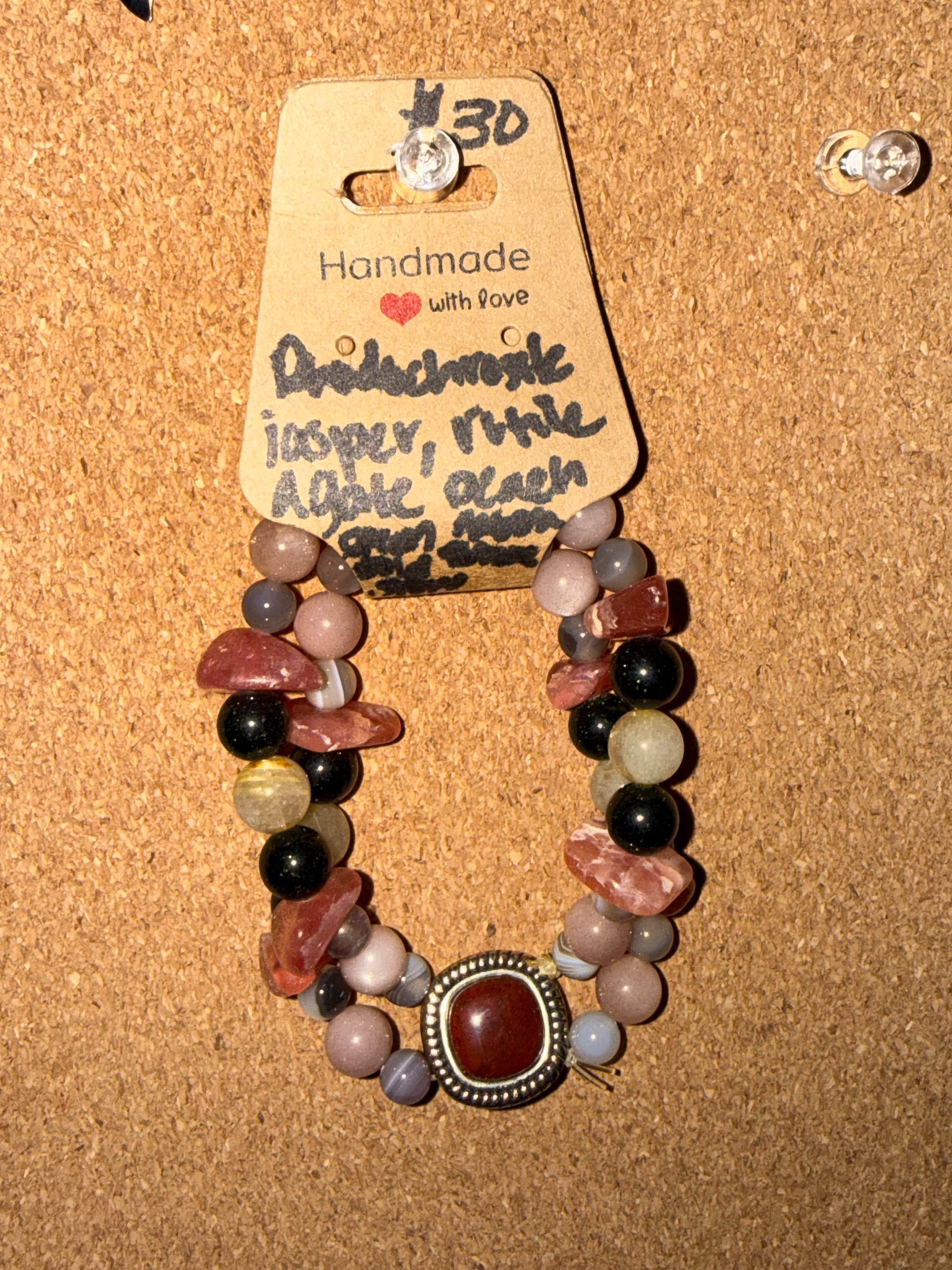 Assorted handmade, intuitively, chosen bracelets