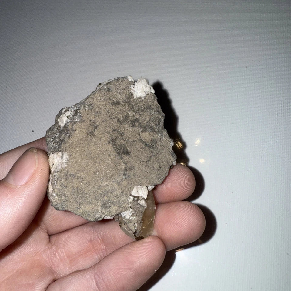 Chalcopyrite Crystal Cluster with Calcite Crystals on matrix From Mexico